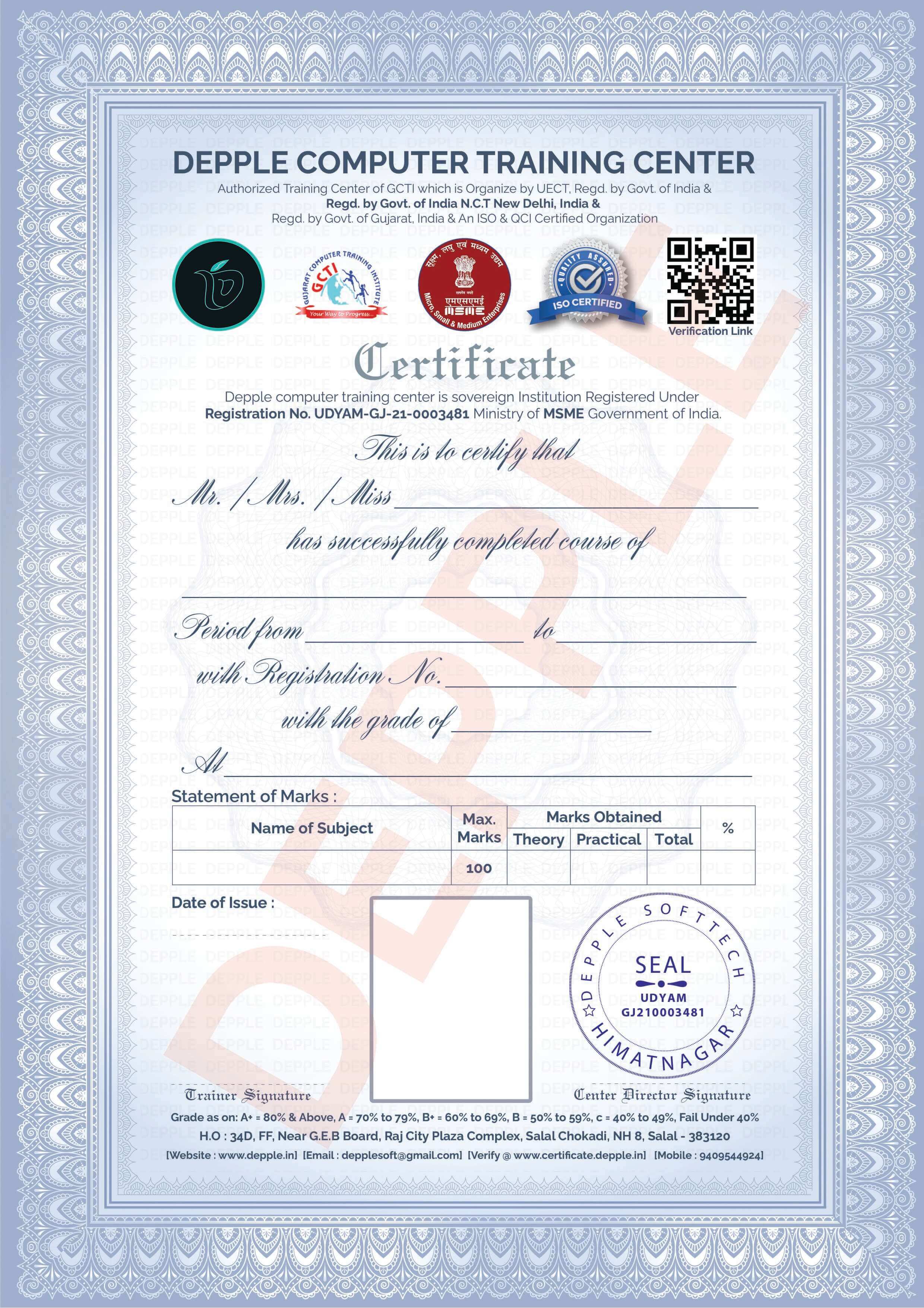 Depple Training Certificate